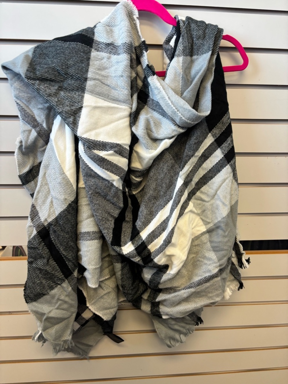 Black & White Buffalo Check Plaid  Poncho Lightweight